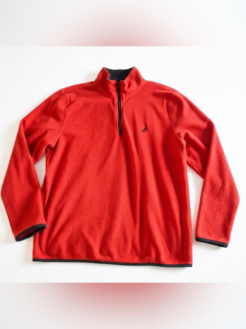 Nautica Red Fleece Half-Zip Pullover with Black Trim - Men